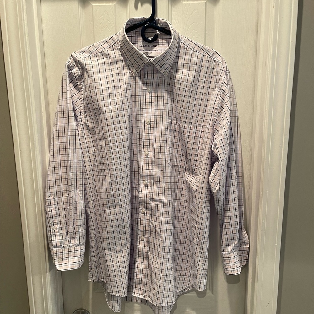 Men’s Saddlebred White and Blue Casual Button Down Shirt